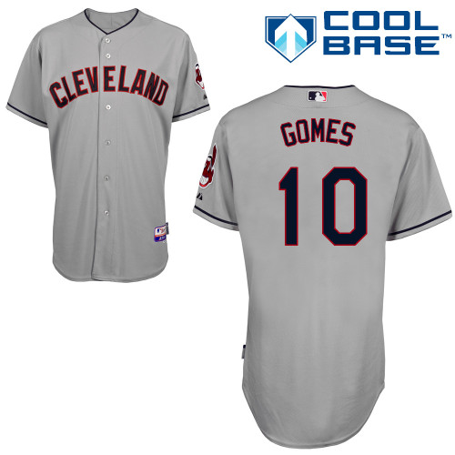 Yan Gomes #10 MLB Jersey-Cleveland Indians Men's Authentic Road Gray Cool Base Baseball Jersey